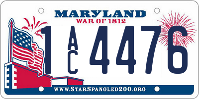 MD license plate 1AC4476