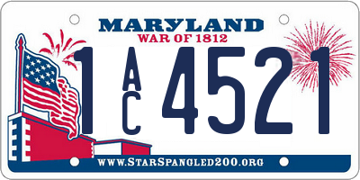 MD license plate 1AC4521