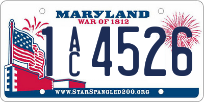 MD license plate 1AC4526
