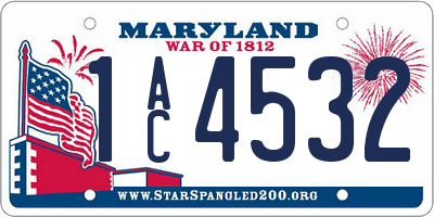 MD license plate 1AC4532