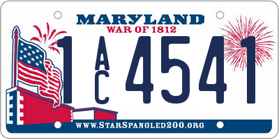 MD license plate 1AC4541