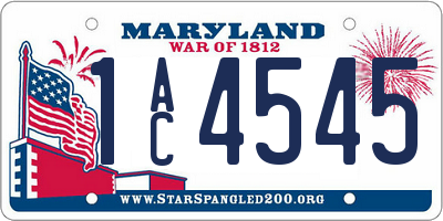 MD license plate 1AC4545