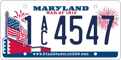 MD license plate 1AC4547