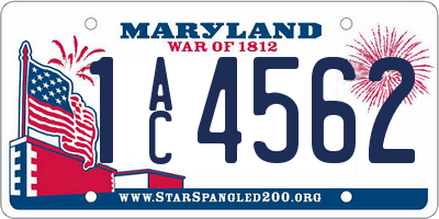 MD license plate 1AC4562
