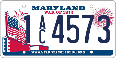 MD license plate 1AC4573