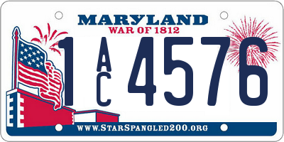 MD license plate 1AC4576