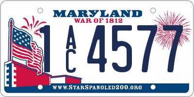MD license plate 1AC4577