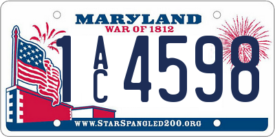 MD license plate 1AC4598