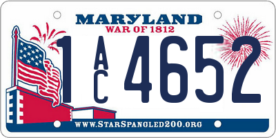 MD license plate 1AC4652
