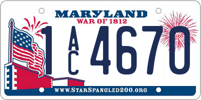 MD license plate 1AC4670