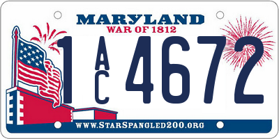 MD license plate 1AC4672