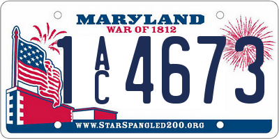 MD license plate 1AC4673