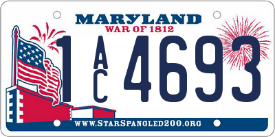 MD license plate 1AC4693