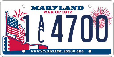 MD license plate 1AC4700