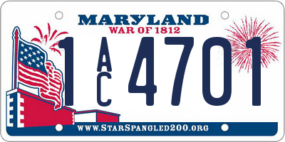 MD license plate 1AC4701