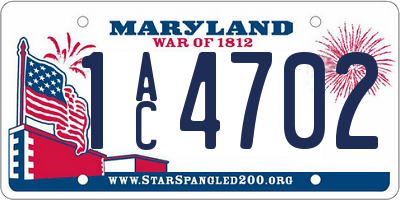 MD license plate 1AC4702