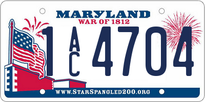 MD license plate 1AC4704