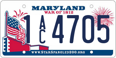 MD license plate 1AC4705