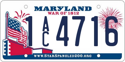 MD license plate 1AC4716