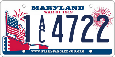 MD license plate 1AC4722