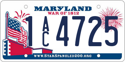 MD license plate 1AC4725