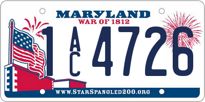MD license plate 1AC4726