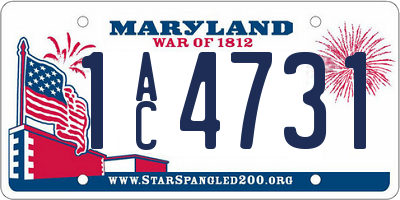 MD license plate 1AC4731