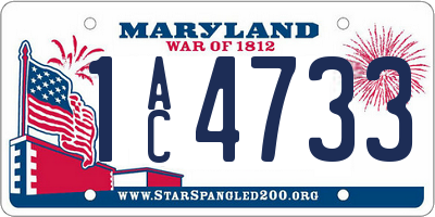 MD license plate 1AC4733