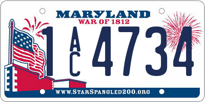 MD license plate 1AC4734