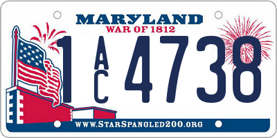 MD license plate 1AC4738