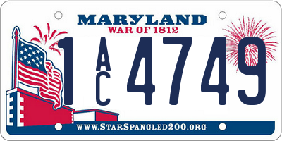 MD license plate 1AC4749