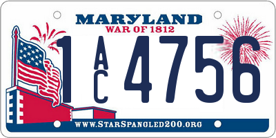 MD license plate 1AC4756