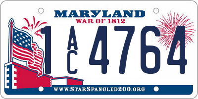 MD license plate 1AC4764