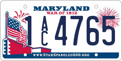 MD license plate 1AC4765