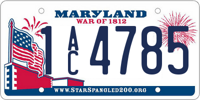 MD license plate 1AC4785