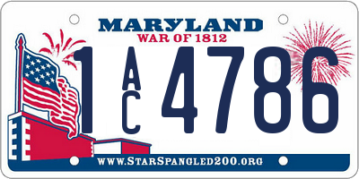 MD license plate 1AC4786
