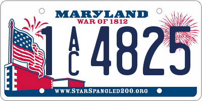 MD license plate 1AC4825