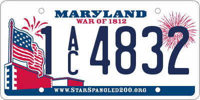 MD license plate 1AC4832
