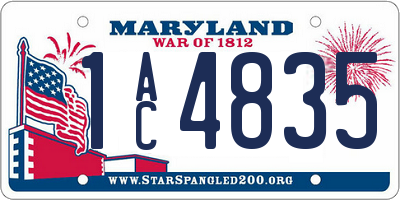 MD license plate 1AC4835