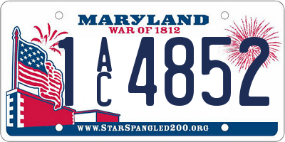 MD license plate 1AC4852