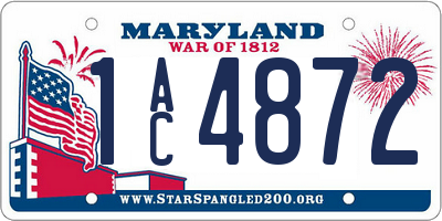 MD license plate 1AC4872