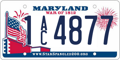 MD license plate 1AC4877