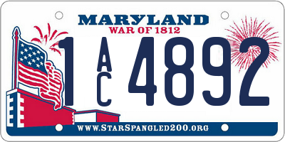 MD license plate 1AC4892