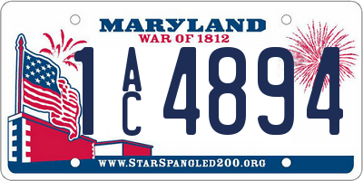 MD license plate 1AC4894