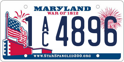 MD license plate 1AC4896