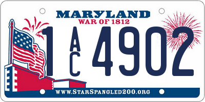 MD license plate 1AC4902