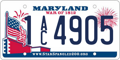 MD license plate 1AC4905