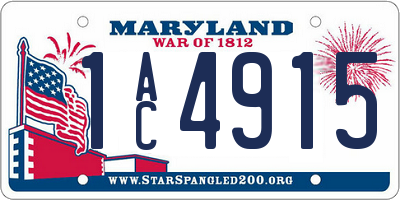 MD license plate 1AC4915