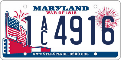 MD license plate 1AC4916