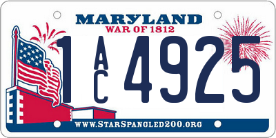 MD license plate 1AC4925
